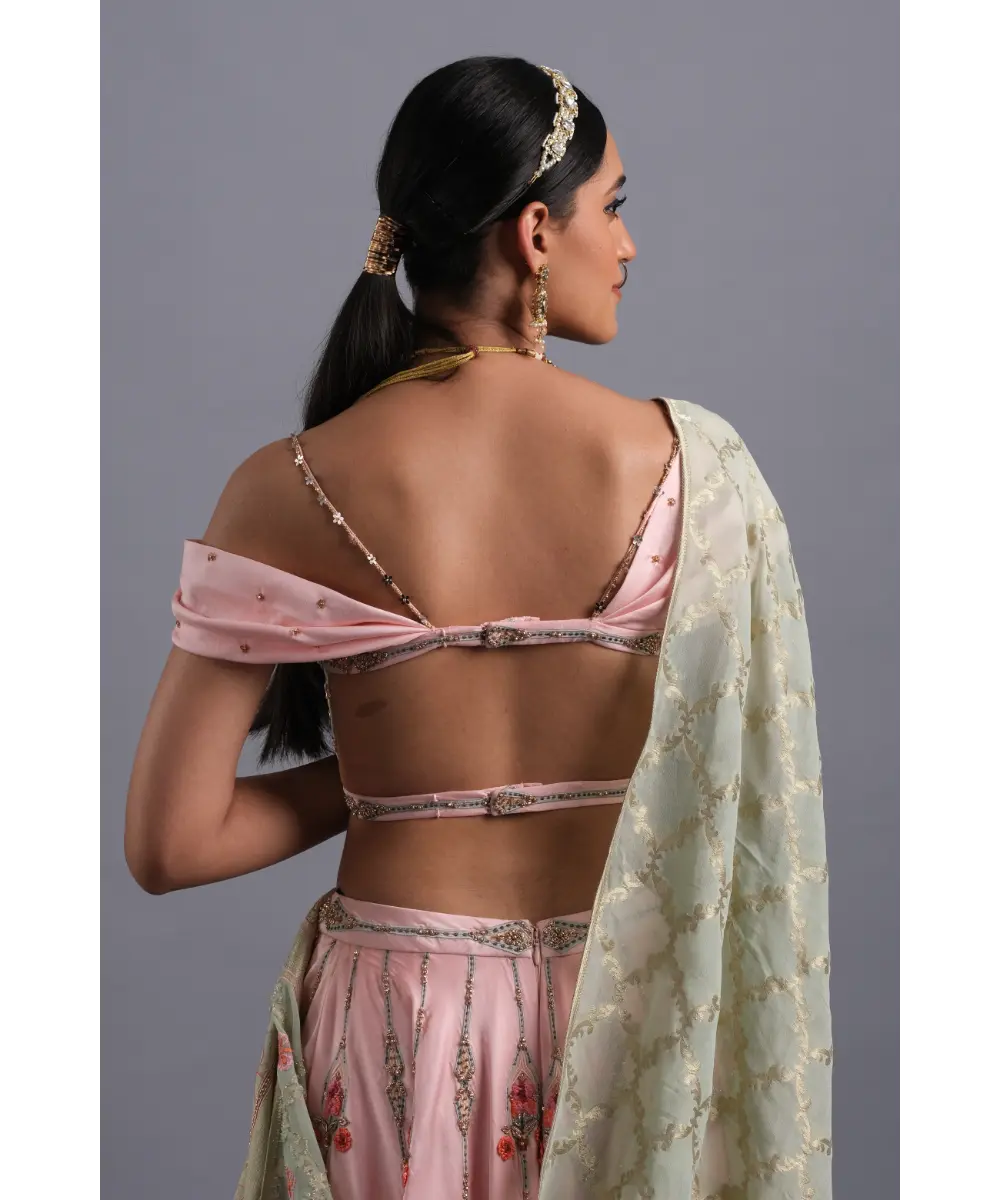 AASTHA SOOD - Sea foam green Banarasi Blouse Embroidered